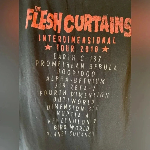 ☕️2 for $25🥞 Rick & Morty - The Flesh Curtains Band  T-Shirt Large - Adult Swim - Picture 2 of 6